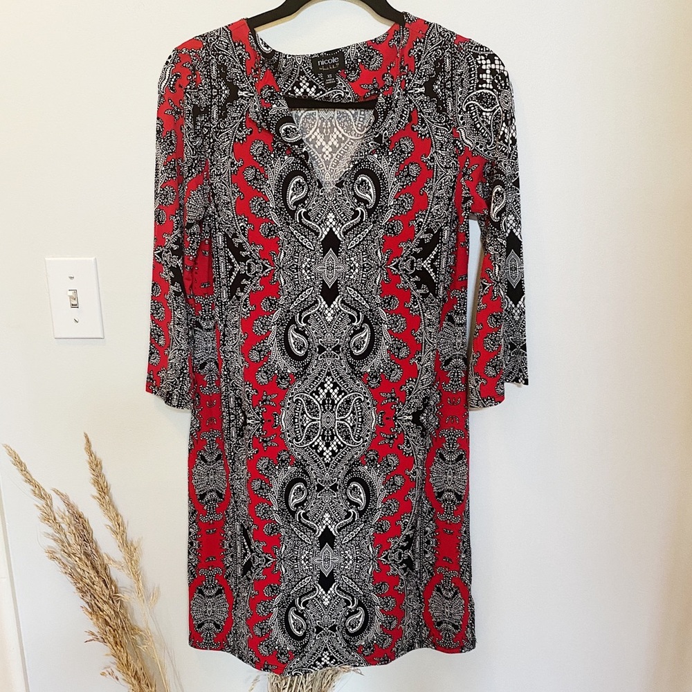 Red print dress